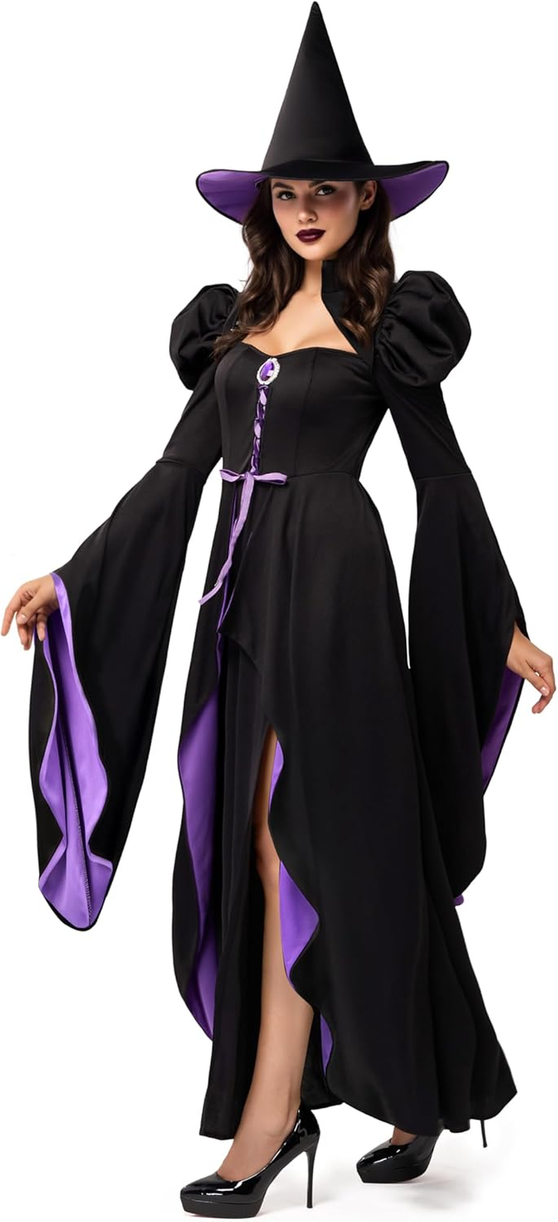 Spooktacular Creations Classic Witch Womens Halloween Costumes 2025, Costume with Witch Dress Hat Accessory for Cosplay