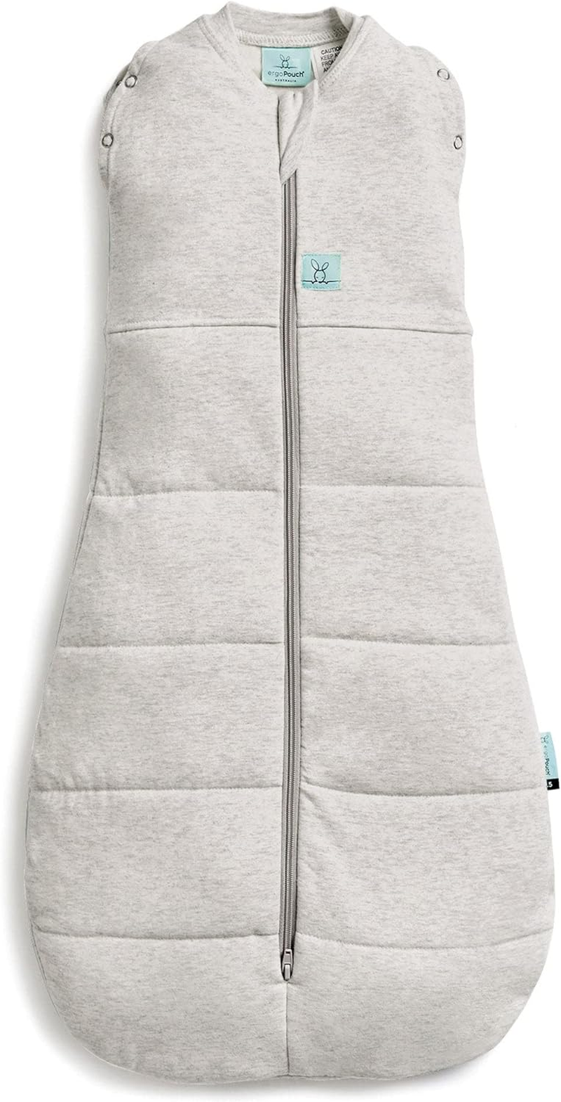 Ergopouch 2.5 TOG Cocoon Swaddle Bag, 3-6 Months, Grey Marle Print &ndash; Organic Cotton, Two-Way Zip, Arms In/Out, Warm & Comfortable, Ideal for Room Temperatures (15&ndash;21&deg;C)