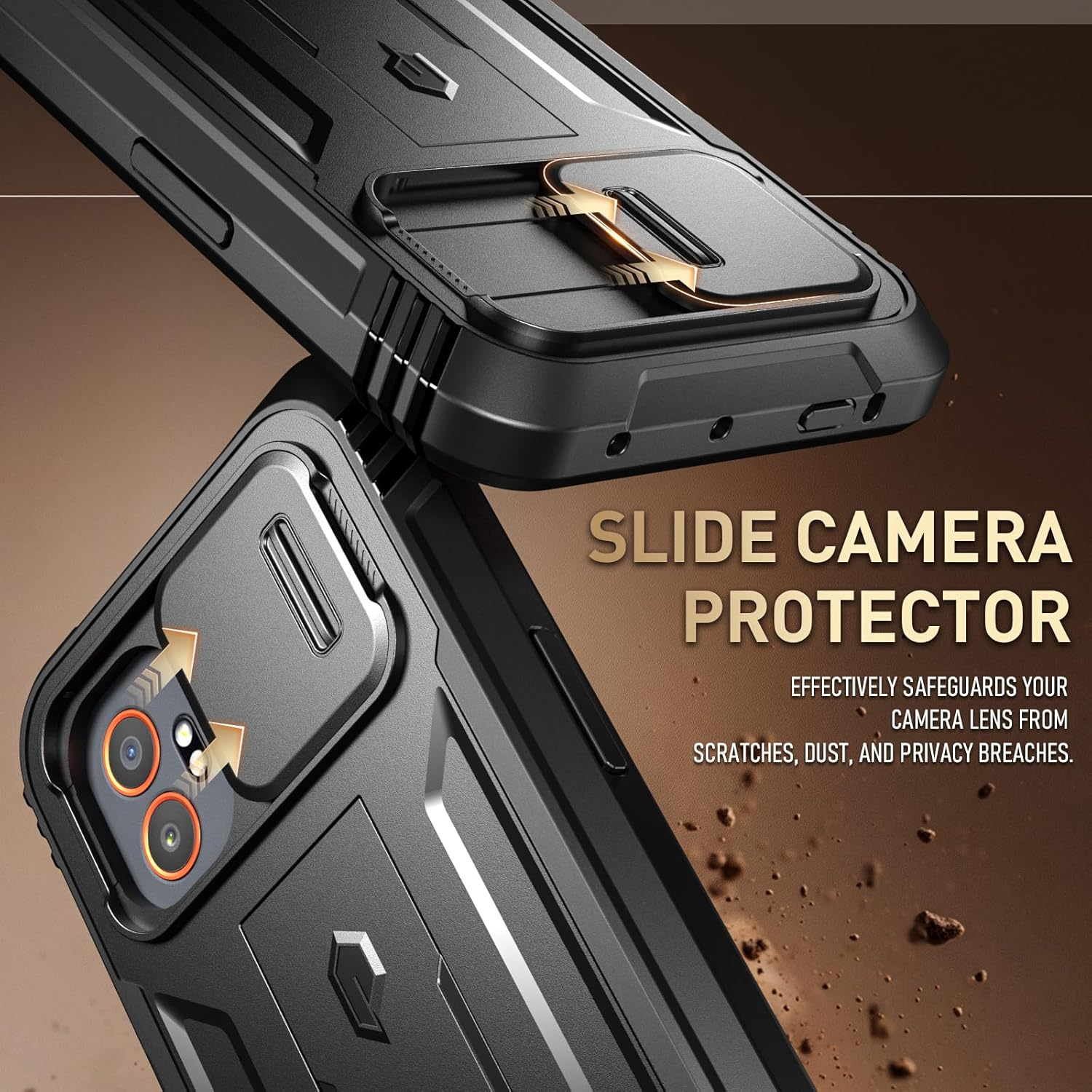 Poetic Revolution Case Compatible with Galaxy Xcover7 Pro 5G, [Slide Camera Cover], [20FT Mil-Grade Drop Tested], Full-Body Military Grade Rugged Dual-Layer Shockproof Cover with Kickstand, Black image number 6