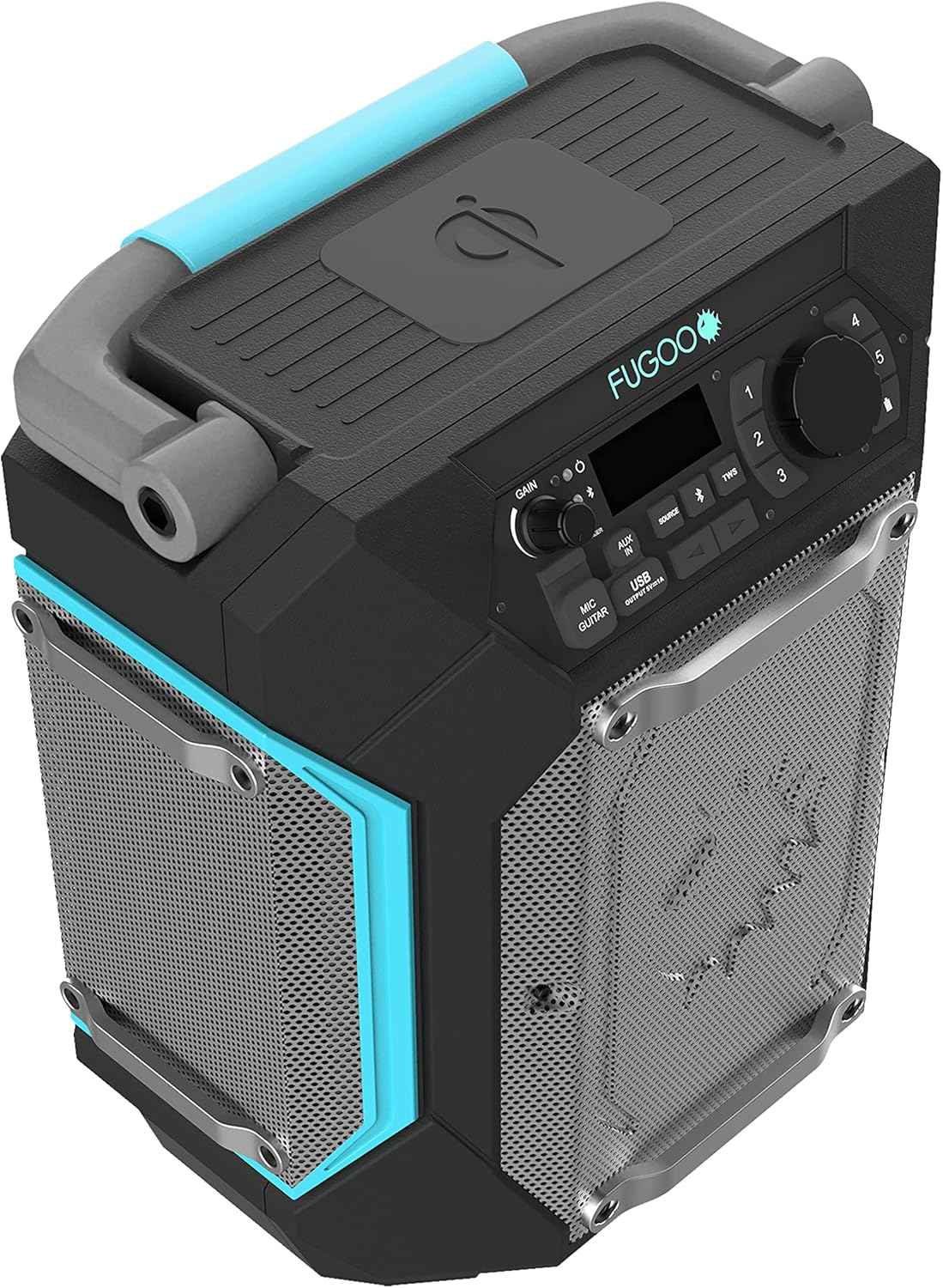 Fugoo Traveler | Portable Indoor/Outdoor Bluetooth Speaker | 100W, 7-Inch Sub, 48 Hour Playtime | 270 Degree Audio | IPX4 Water Resistant | Use as PA System &ndash; Mic/Guitar Input & USB Port image number 2