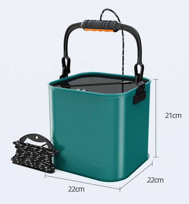 YAOYAOLING Collapsible Bait Bucket,Eva Fish Bucket,Portable Fishing Water Pail for Camping Traveling Hiking Fishing Boating Gardening with 6 Meters Rope image number 4