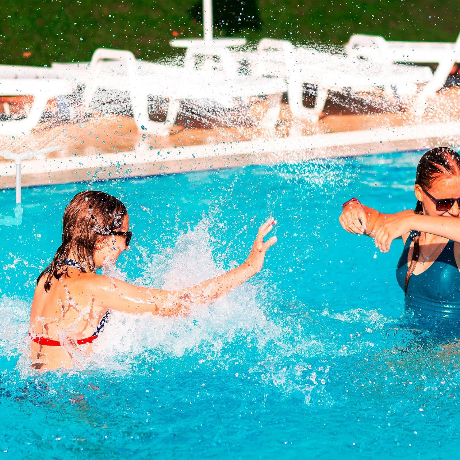 Pool Fountain for Swimming Pool, Waterfall Fountain Spray, 2 Fountain Heads, Adjustable Water Sprinklers for above Inground Indoor Outdoor Pools, Fit for 1.5 in Pool Return Fittings Pools Decoration ﻿ image number 4