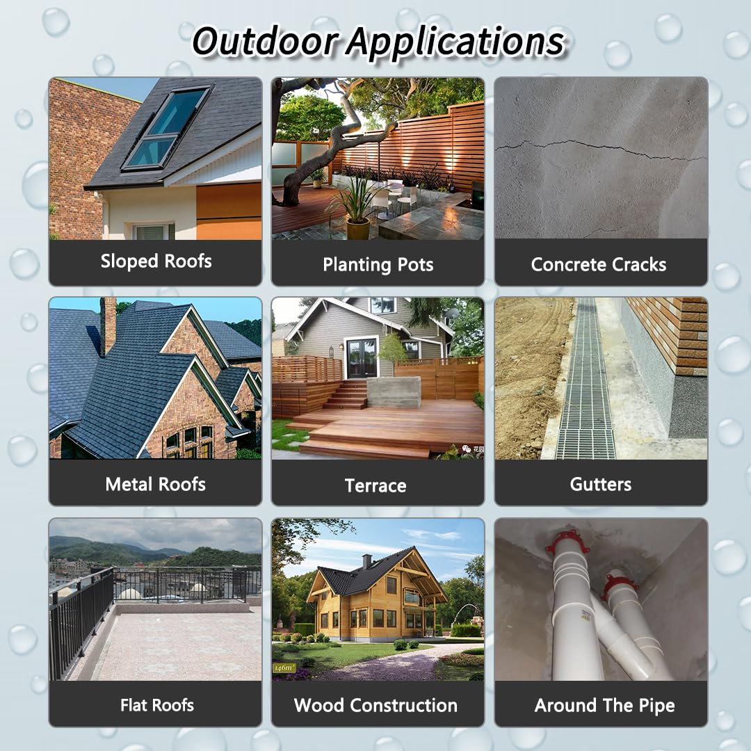 Liquid Transparent Waterproof Adhesive 1000G/35Oz，Invisible Agent Sealant Clear Leak Repairing Water Proof Coating Anti-Leakage Glue Indoor & Outdoor image number 6