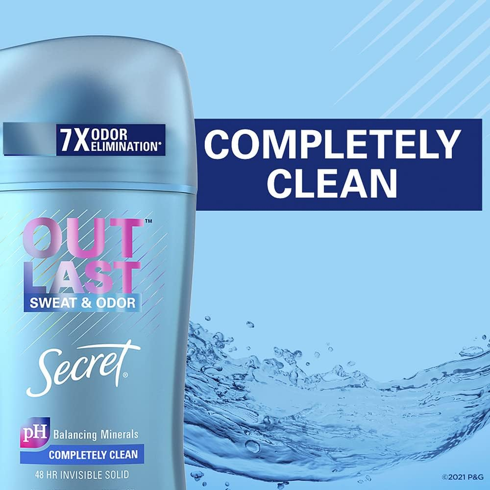 Secret Outlast Women'S Invisible Solid Antiperspirant and Deodorant, Completely Clean, 2.6 Ounce (Pack of 3) image number 3