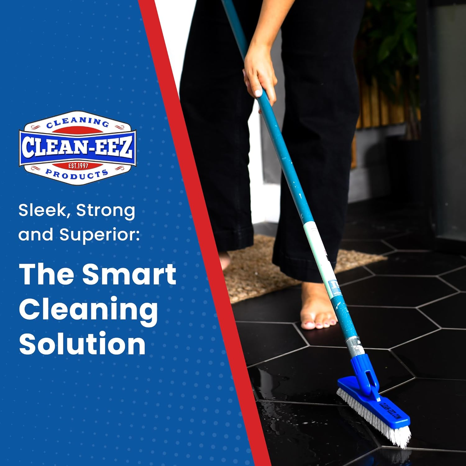 Clean-Eez Grout Brush Combo Kit - Stand up & Handheld V-Shaped Brushes with Curled Bristles - Easy Grout Cleaning without Bending - Perfect for Tile, Showers & Hard-To-Reach Spots - Durable image number 4