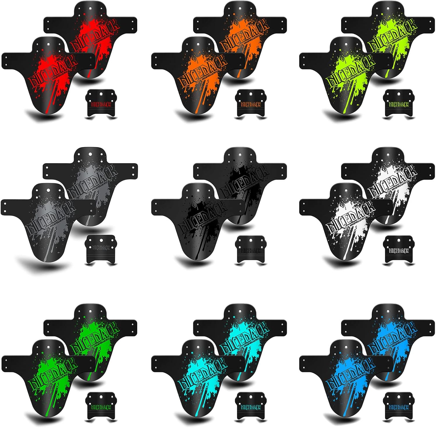 NICEDACK Bike Fender, 2PCS MTB Mud Guard Front and Rear Compatible Bicycle Mud Guard Set Downhill Mountain Bike Mudguard Fits 650B 20" 26" 27.5" 29 Inch and Fat Bicycle (Blue) - Grey image number 7