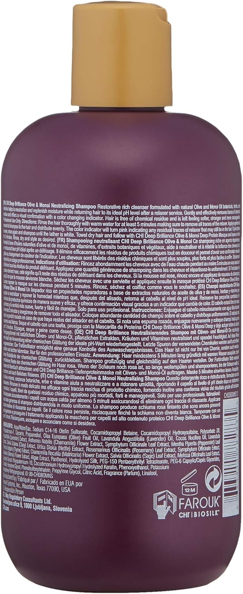 CHI CHI Deep Brilliance Neutralizing Shampoo for Unisex 12 Oz Shampoo, 355 Ml image number 3