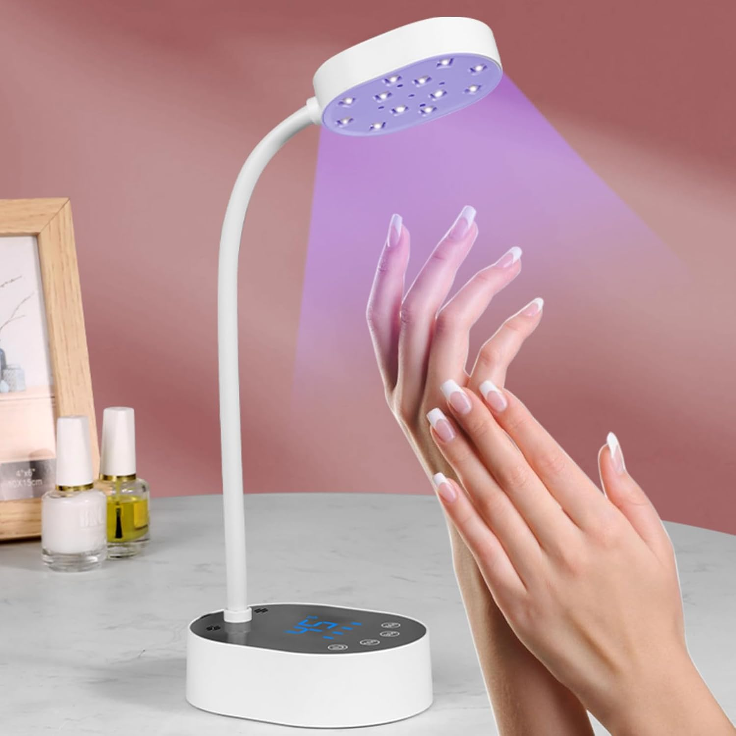 Xoxomeg 36W UV LED Nail Lamp, Rechargeable Nail Light with Auto Sensor & Touch Screen, Portable USB Gel Nail Dryer with 4 Timer Modes for DIY at Home, Salon (Pink) - Pink image number 5