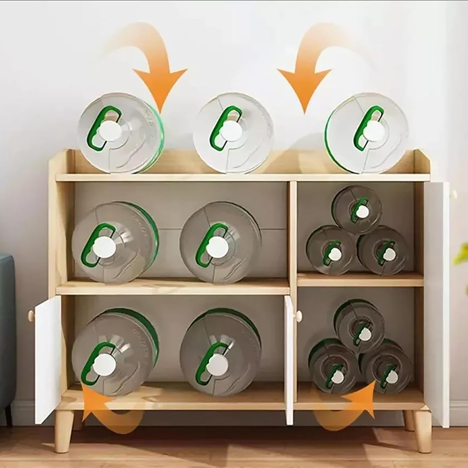 Memocastle Modern Wood Sideboard: Wall-Mounted Storage Cabinet - Buffet with Locker Design for Dining Room and Living Room (Rustic Oak Colour) image number 2