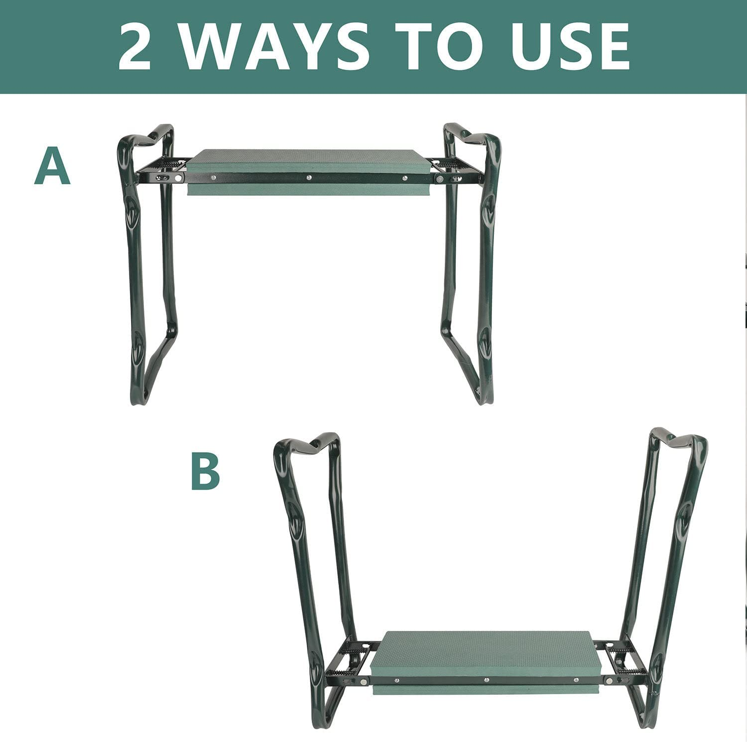 Gardening Kneeler, Stool, Foldable Seat with Thick Kneeling Pads and Pouch with Garden Tool Pockets