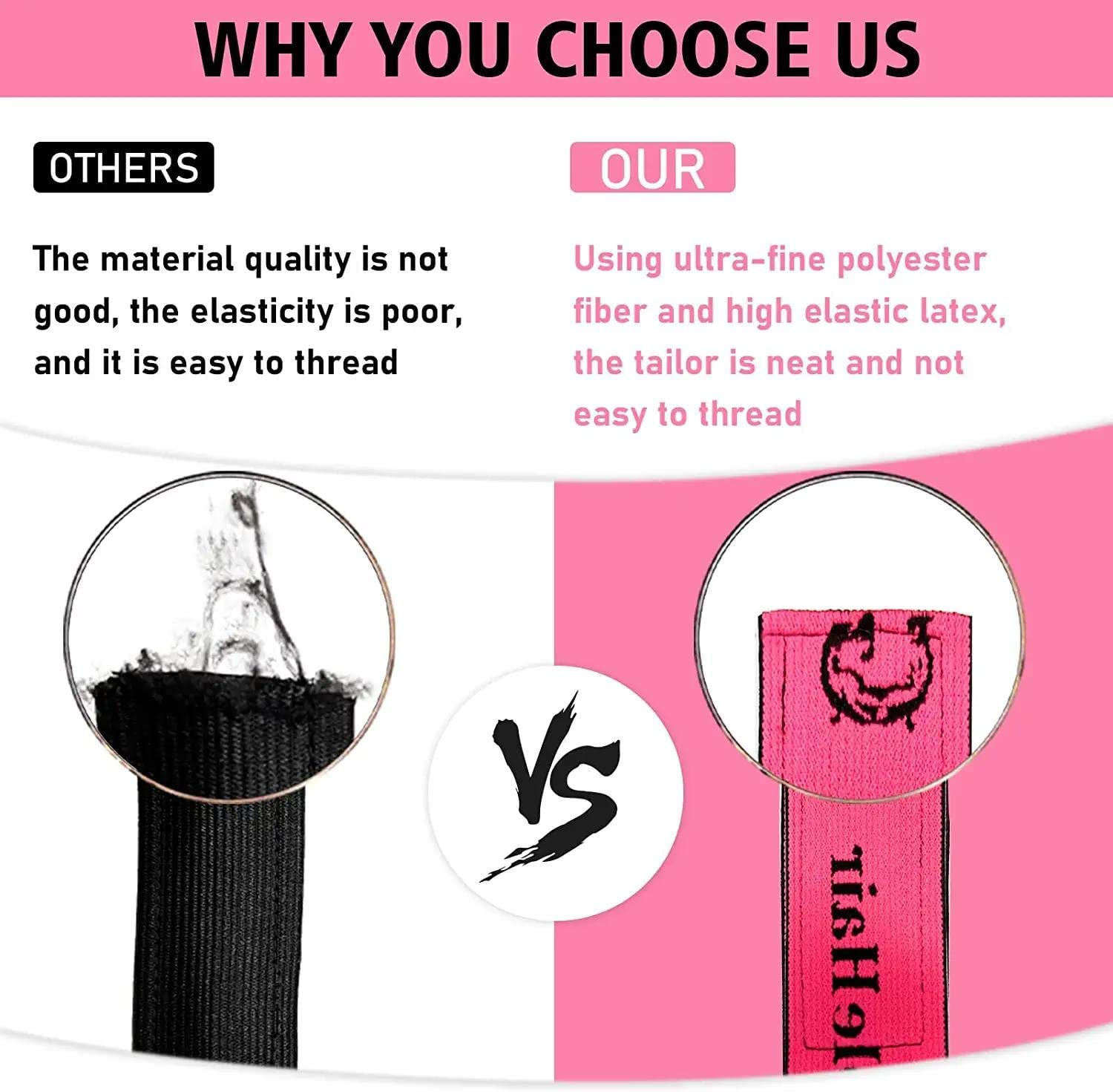 Goiple 3PCS Elastic Bands for Wig Edges - Adjustable Band for Install Accessories with Pink Set-9Pcs Hair Wax Stick Set image number 2