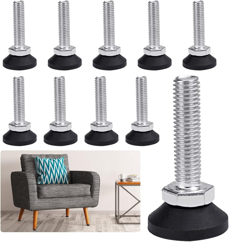 KBNIAN 10 Pcs Furniture Leveling Feet, M10*40Mm Threaded Heavy Duty Adjustable Table Foot Anti-Slip Threaded Levelling Feet Shock Dampening Furniture Glide Leveling Feet Floor Protector for Chair Leg image number 5