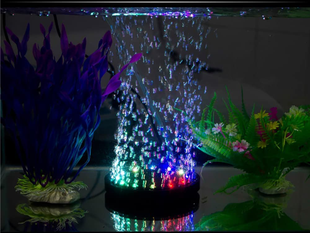 4.92 Inch 12 Leds Fish Tank Light, Bubbler Stone, LED Aquarium Lights, Air Stone Disk, Submersible Fish Tank Aquarium Decorations Accessories, Underwater round Small Bubbles Lamp Connect to Air Pump