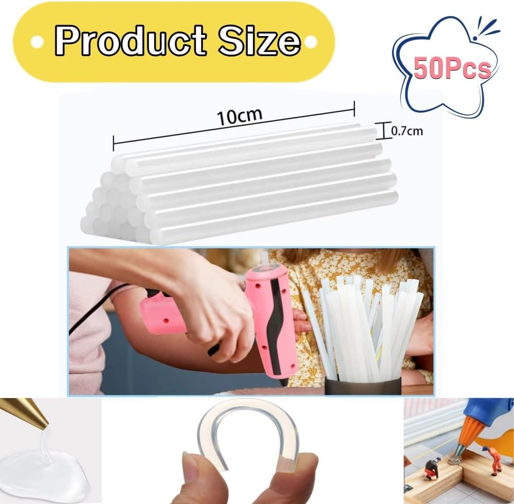 50Pcs Hot Melt Glue Sticks,0.27 X 3.93 Inch /(0.7Cmx10Cm) Hot Melt Glue Sticks, Dent Repair Tool Glue Gun Sticks for DIY, Decoration, Car Dent Repair(Transparent) image number 6