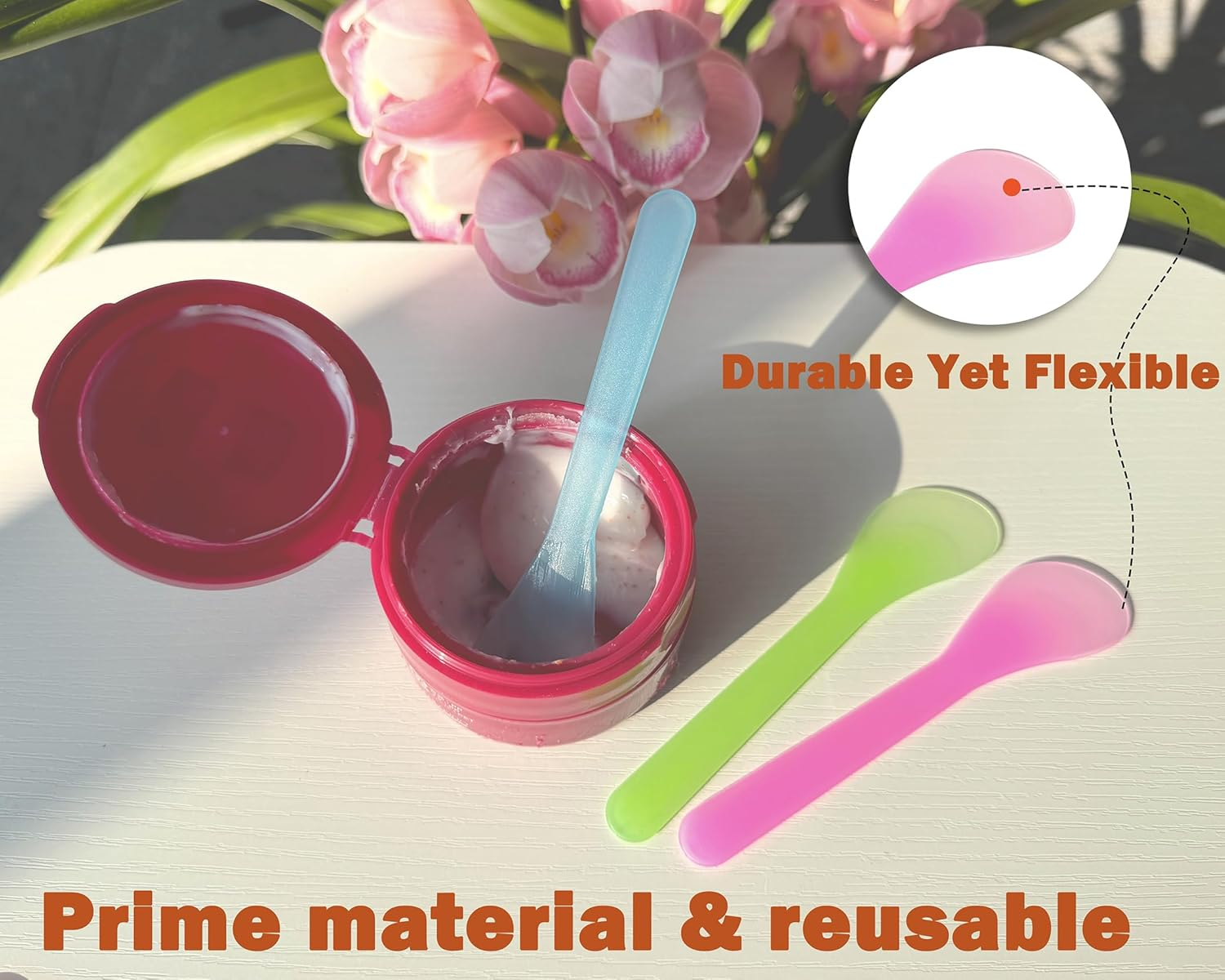 100 PCS Cosmetic Spatula for Makeup Face Mask Plastic Spoon Disposable Makeup Tools for Mixing and Sampling 4.88'' X 1.06" Random Color - Multicolor image number 2