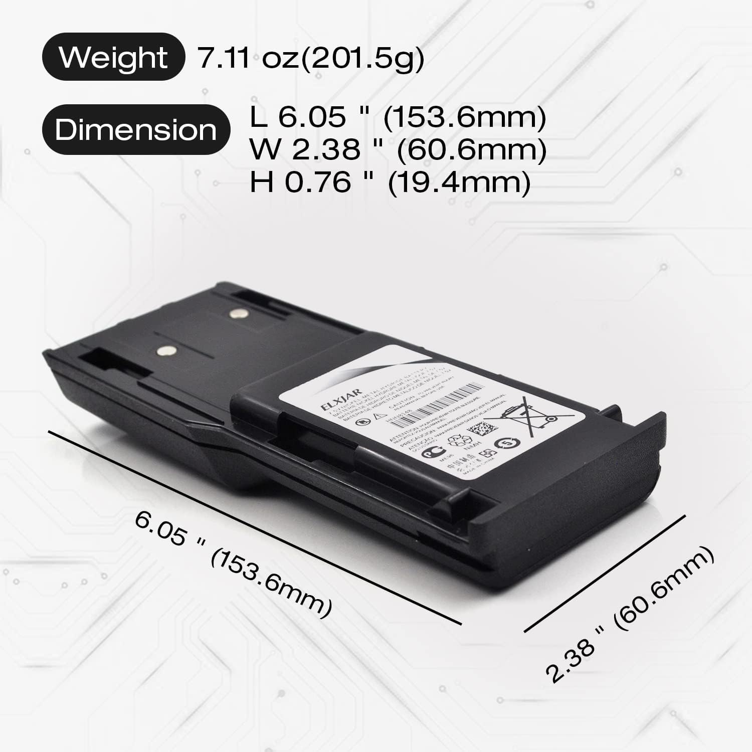 (2-Pack) 7.2V NI-MH HNN8148A Two-Way Radio Batteries for Motorola HNN8148 HNN8148A HNN8148B Radius - Compatible with Motorola P110, P-110 Radius image number 4