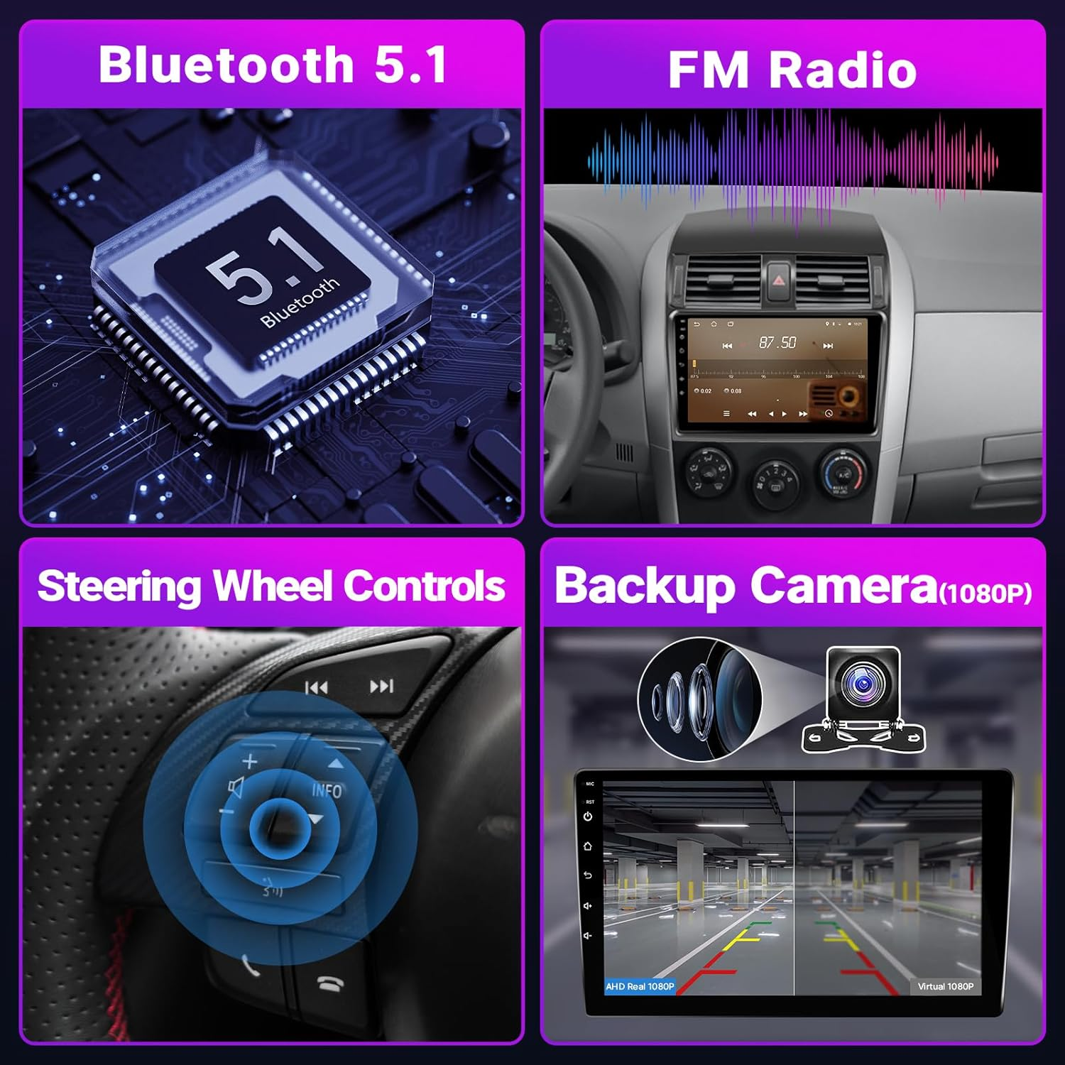 Leadfan Car Stereo for Toyota Corolla 2009 2010 2011 2012 2013 Radio Compatible with Wireless Apple Carplay 9'' Touch Screen In-Dash GPS Navigation Bluetooth Wifi Mirror Link Unit Backup Camera 2+32G image number 5