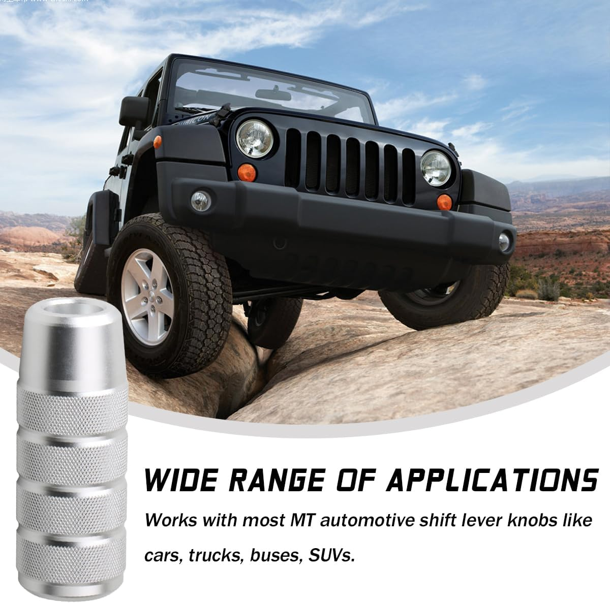 Osilly 95Mm/3.74" Car Shifter Knob, Aluminum Weighted Automotive Gear Shift Manual Knobs Lever with 3 Threaded Adapters M8 M10 M12 X 1.25, Universal for Vehicle（Silver） image number 1