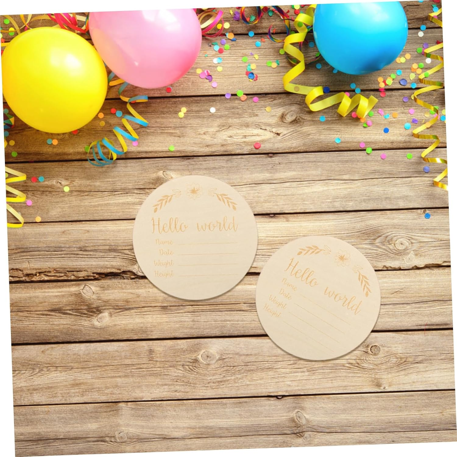 DOITOOL 14Pcs Laser Engraved Wood Chips Milestone Wooden Circles for Newborn Photo Props Months Signs Birth Announcement Cards image number 5