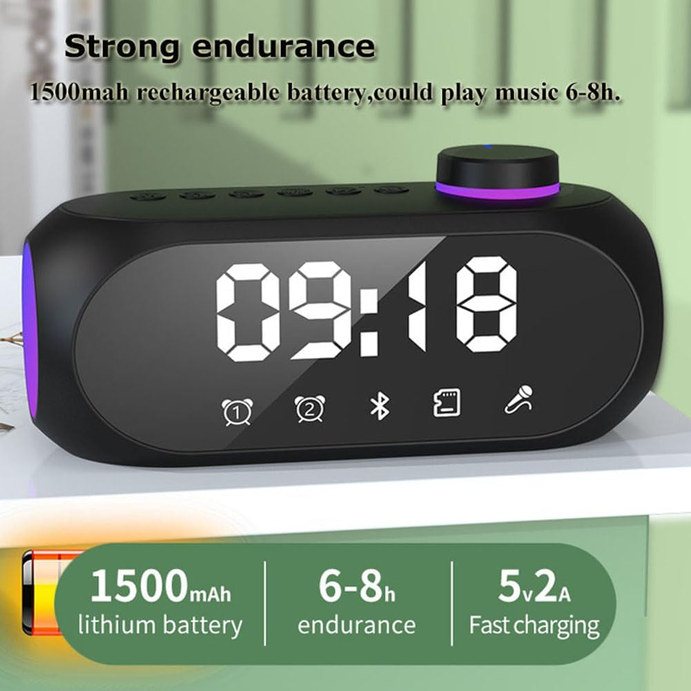 Byttlerom Portable Mini FM Radio Receiver Hifi Sound RGB Bluetooth Speaker with Clock Dual Alarm Clock Support Handsfree -A Easy to Use image number 3
