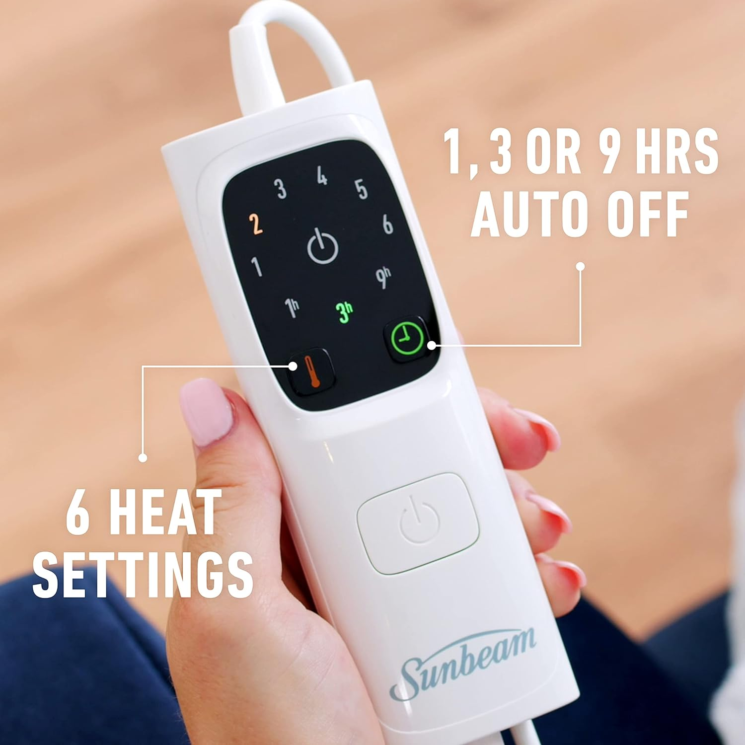 Sunbeam Feel Perfect Sherpa Fleece Heated Throw Blanket Grey, Secure Sleep Protection, 6 Heat Settings, Fast Heat Up, Machine Washable TRF4200 image number 6