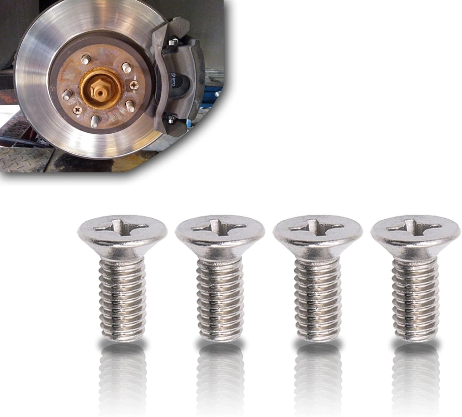 Braking Disc Rotor Screws, Front Rear Stainless Braking Set Screws Kit, Suitable for Honda Hyundai and Kia Models Best Alternative to Mazda (Silver) (4) image number 3
