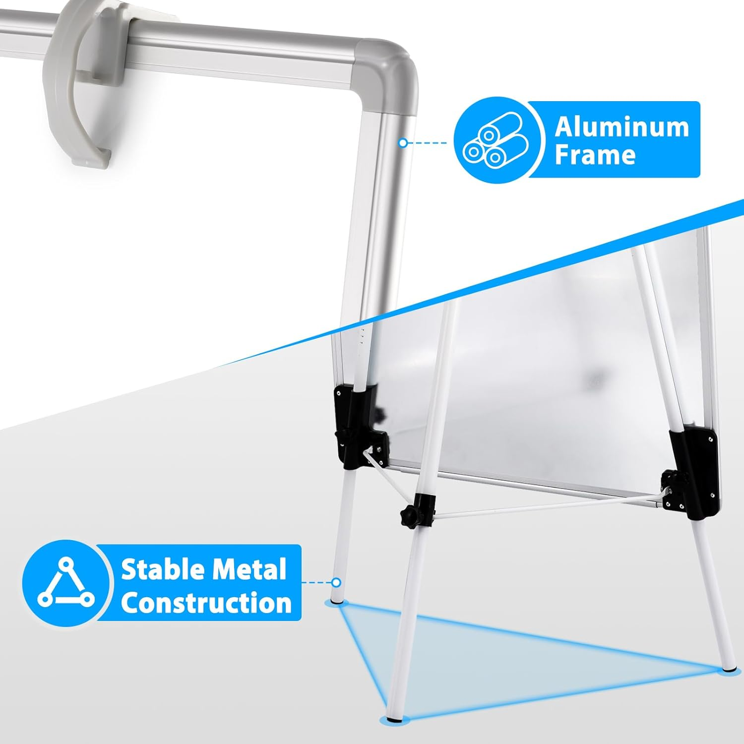 QUEENLINK Magnetic Whiteboard Easel, 60 X 90 Cm Height Adjustable Whiteboard with Stand, Large Aluminium Frame White Board for Teaching, Flipchart Standing Writing Board for Office, Home image number 5