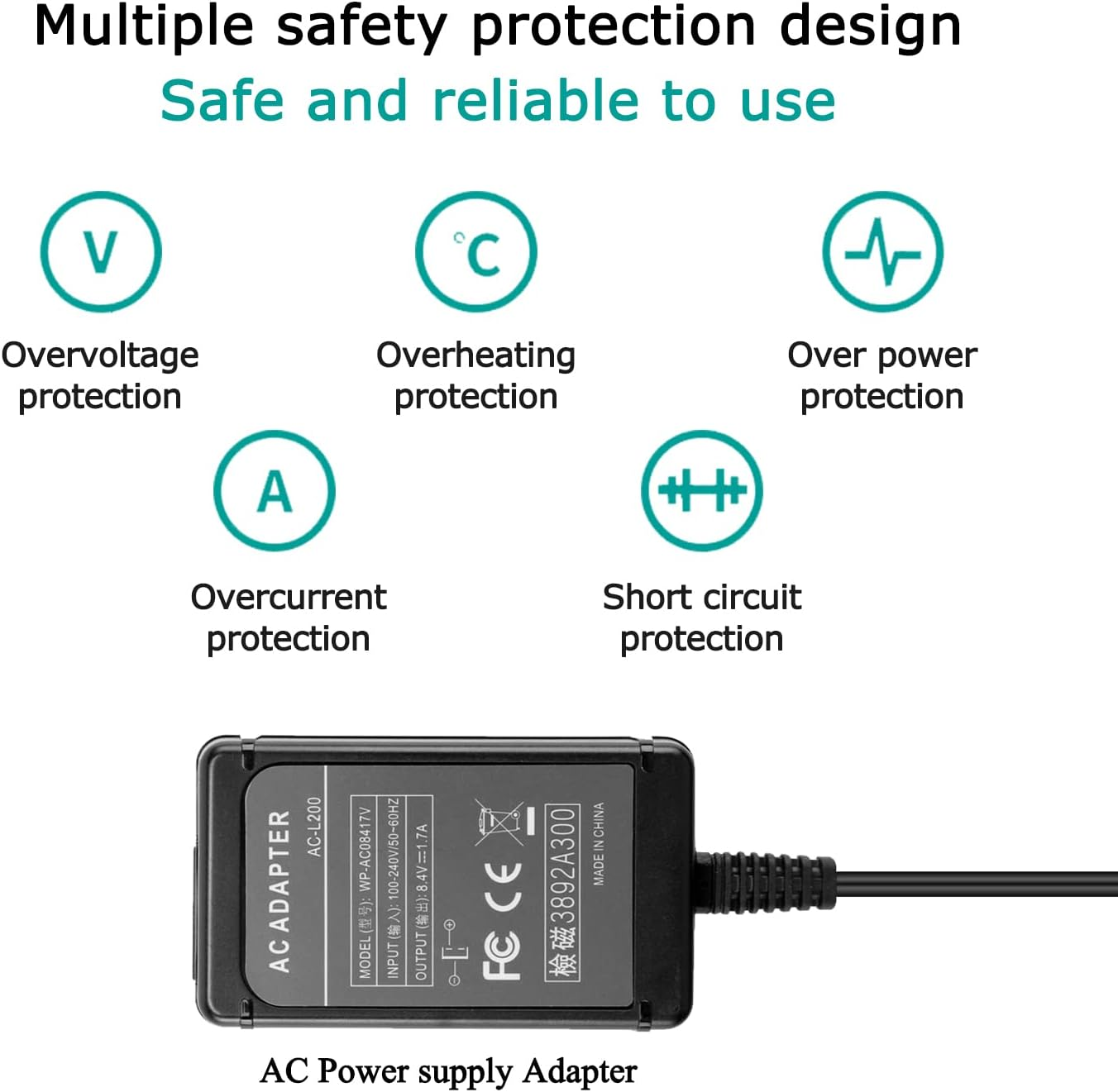 Raeisusp AC-L200 Power Adapter Charger Supply L200B L200C L200D for Sony DCR-UX5 DCR-UX7 HDR-XR100 NEX VG20 VG30 VG900 DVD7 PXW-X70 image number 4