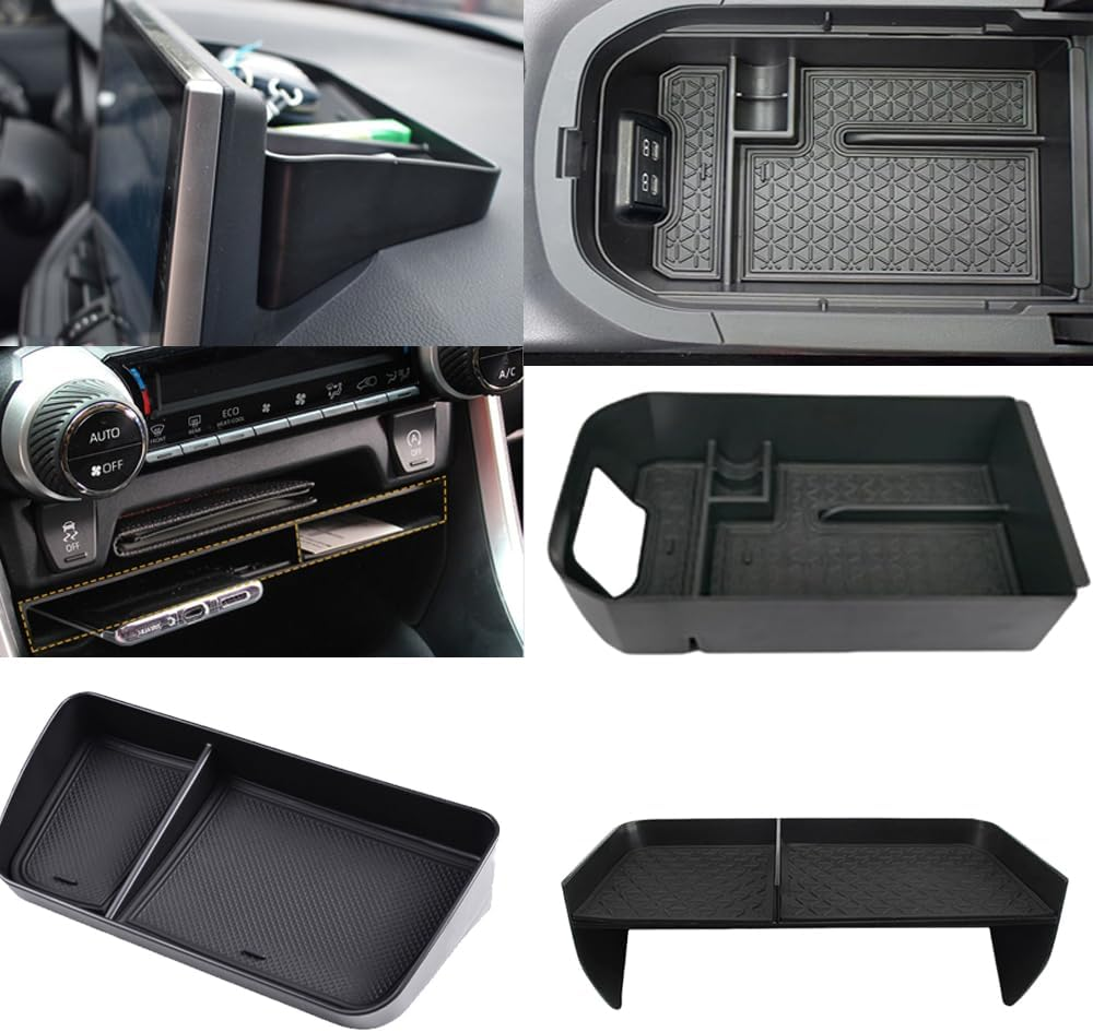 Toyota RAV4 2019-2025 Center Console Organizer Tray, ABS Dashboard Storage Box for RAV4, Fits 2019-2024 Models for Cups, Phones, and Keys (3 Pcs） image number 1
