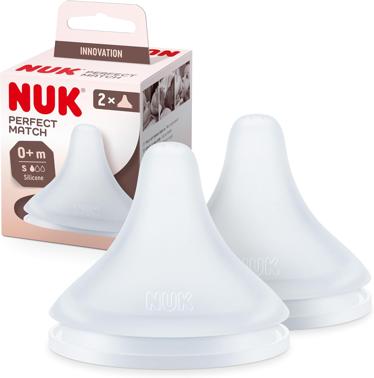 NUK Perfect Match Teats | 0+ Months | anti Colic Vent | Flexible and Soft | Small Silicone Teat | Set of 2 image number 3
