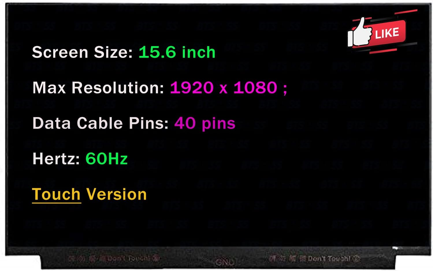 15.6" LCD Replacement for HP Pavilion 15-CS 15-CS0069NR B156HAK02.1 LP156WFD-SPL2 LP156WFD-SPL1 NV156FHM-T0E N156HCN-EAA 40 Pins FHD 1920X1080 Display Panel(Touch Version) image number 2