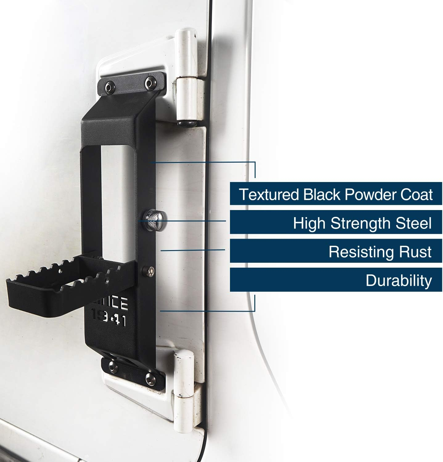 V8 GOD JK Wrangler Door Hinge Steps Foot Peg W/Since 1941 Sign for Jeep Wrangler 2007-2018 JK & JKU- 1PC image number 5