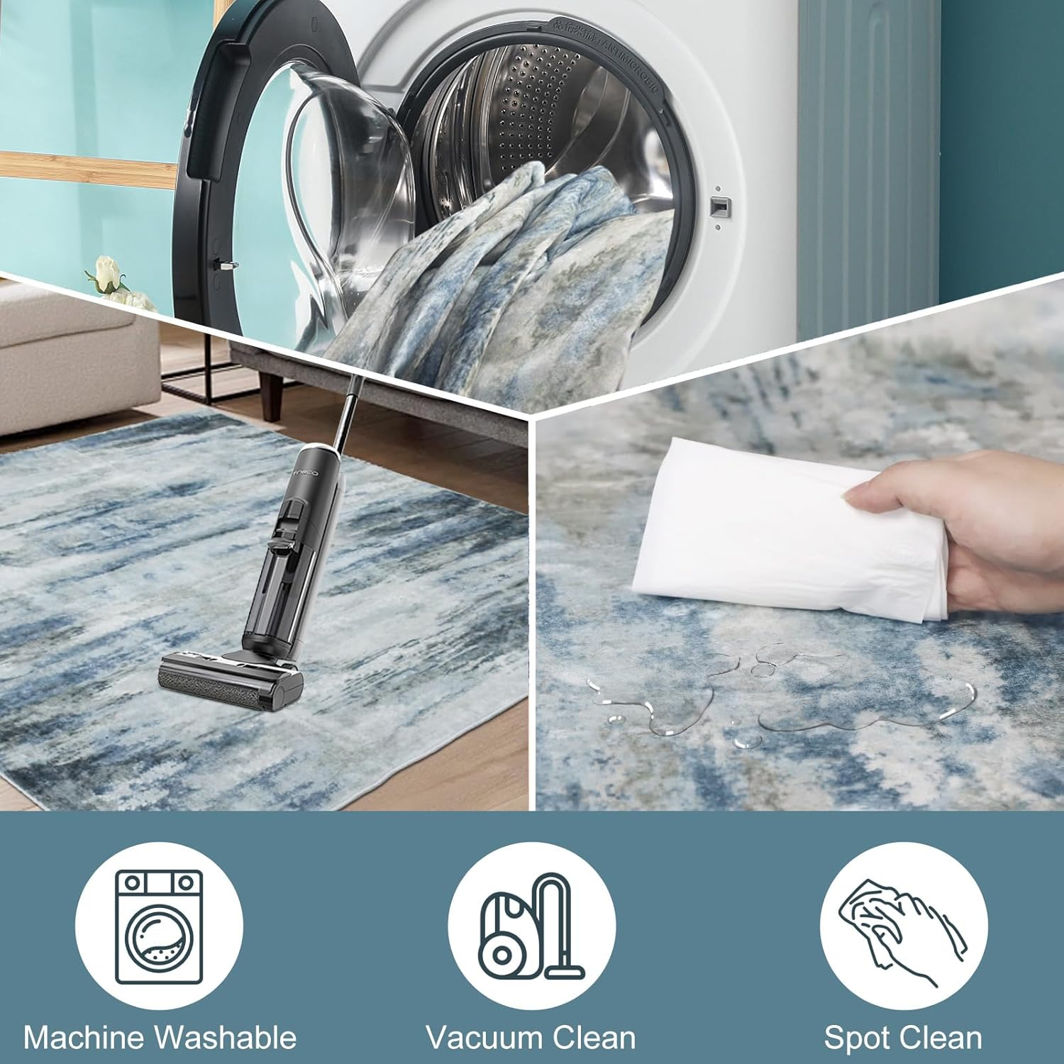 Bouzaak Area Rugs for Living Room Bedroom,Modern Floor Rugs Non-Slip Machine Washable Large Rugs Abstract Design Foldable Carpet for Home Decor (160 X 200Cm) image number 5