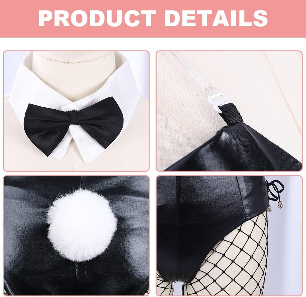 Womens Bunny Girl Senpai Cosplay Costume Outfit Anime Role Cosplay One Piece Bodysuit with Bunny Ear Stockings Set image number 3