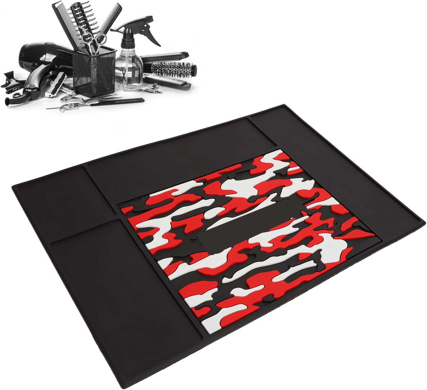 Gernie Barber Organizer Mat, 18.9 X 13 X 0.4In Flexible Silicone Mat, High Temp Resistant, Slip Resistant, Easy to Clean, Salon/Barber Station Organizer Pad image number 4