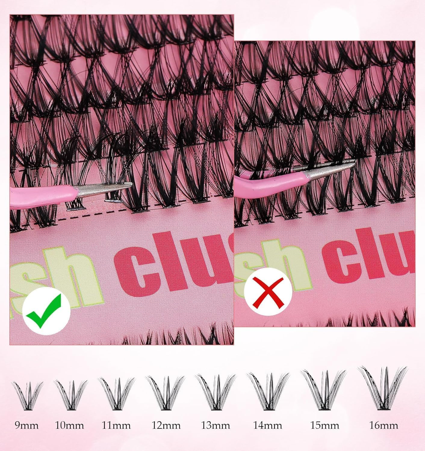 Colored Lash Clusters Kit, 600 Pcs Eyelashes Clusters Extensions,Individual Lashes D Curl Fluffy Wispy 1 Eyelashes Thin Band with Bond Seal Tweezers Brush DIY for Beginners(30+40+50D+Eyelash Book Kit 9-16Mm) image number 5