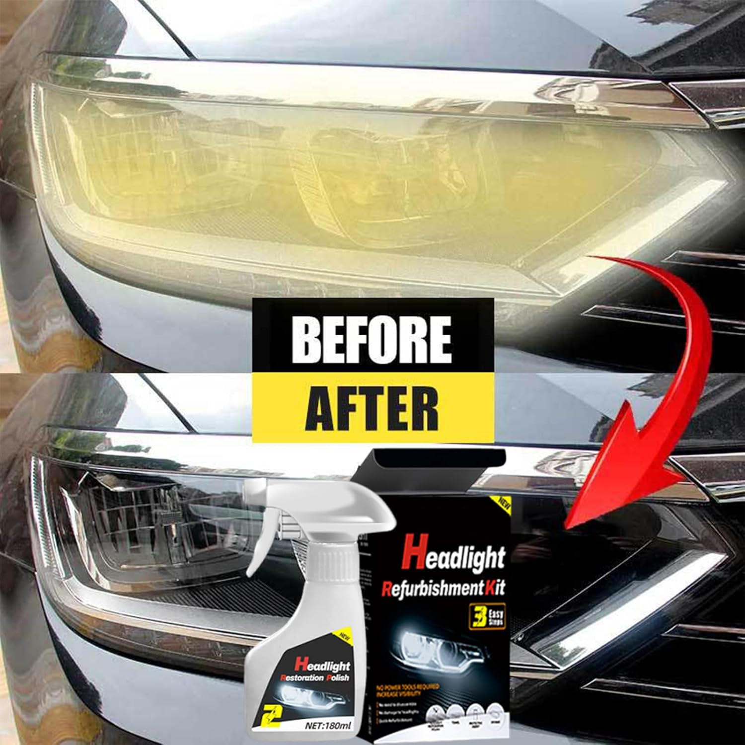 Aebtoe Headlight Restoration Kit | Automotive Lens Restorer Coating Liquid,Automotive Detailing Supplies for Yellowing Blur Recovery Road Trip Truck RV Maintenance Safe Driving image number 5