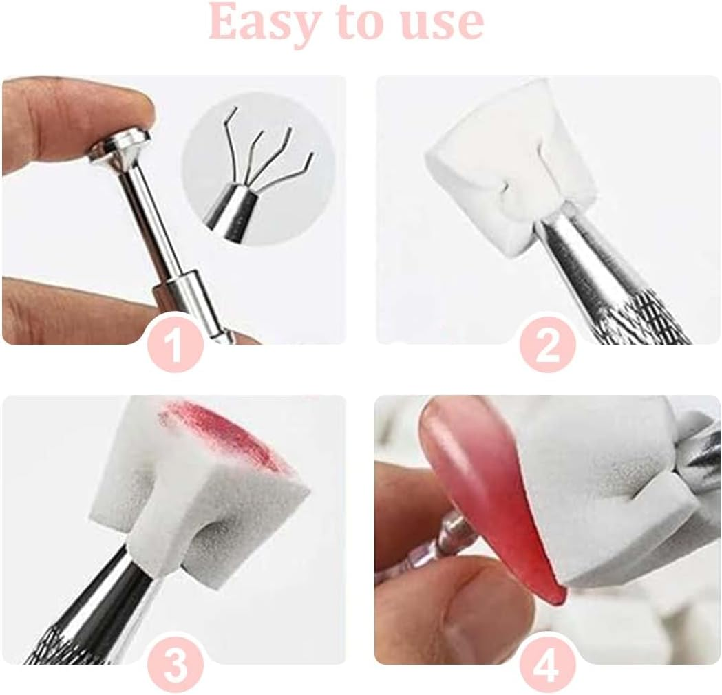 EYVRPAU 50 Pack Nail Art Sponges with Metal Clamp, Sponge Brush Applicator, Sponge Nail Brush, Nail Art Accessories, Sponge Brush, Ombre Nail Art Pattern image number 4