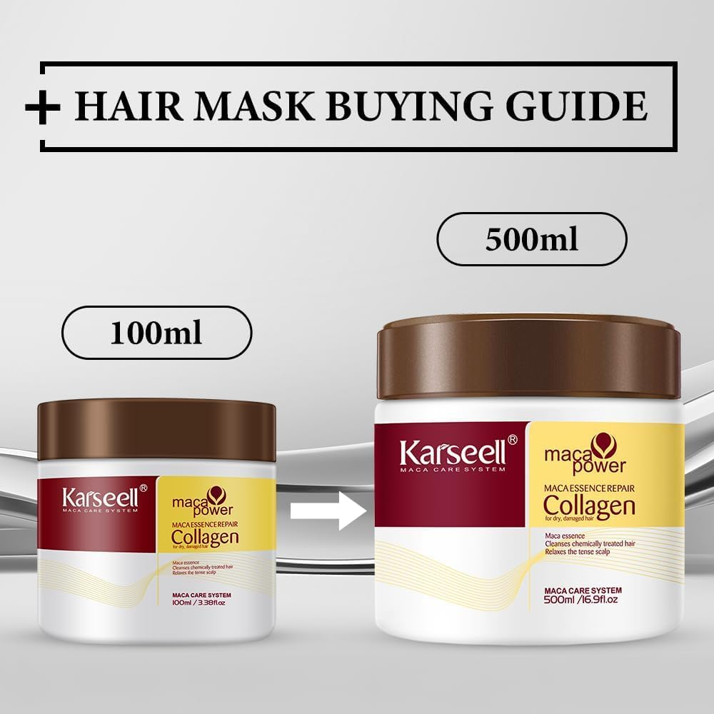 Karseell 3.38Floz 100Ml Collagen Hair Treatment Deep Repair Conditioning Argan Oil Collagen Hair Mask Essence for Dry Damaged Hair All Hair Types