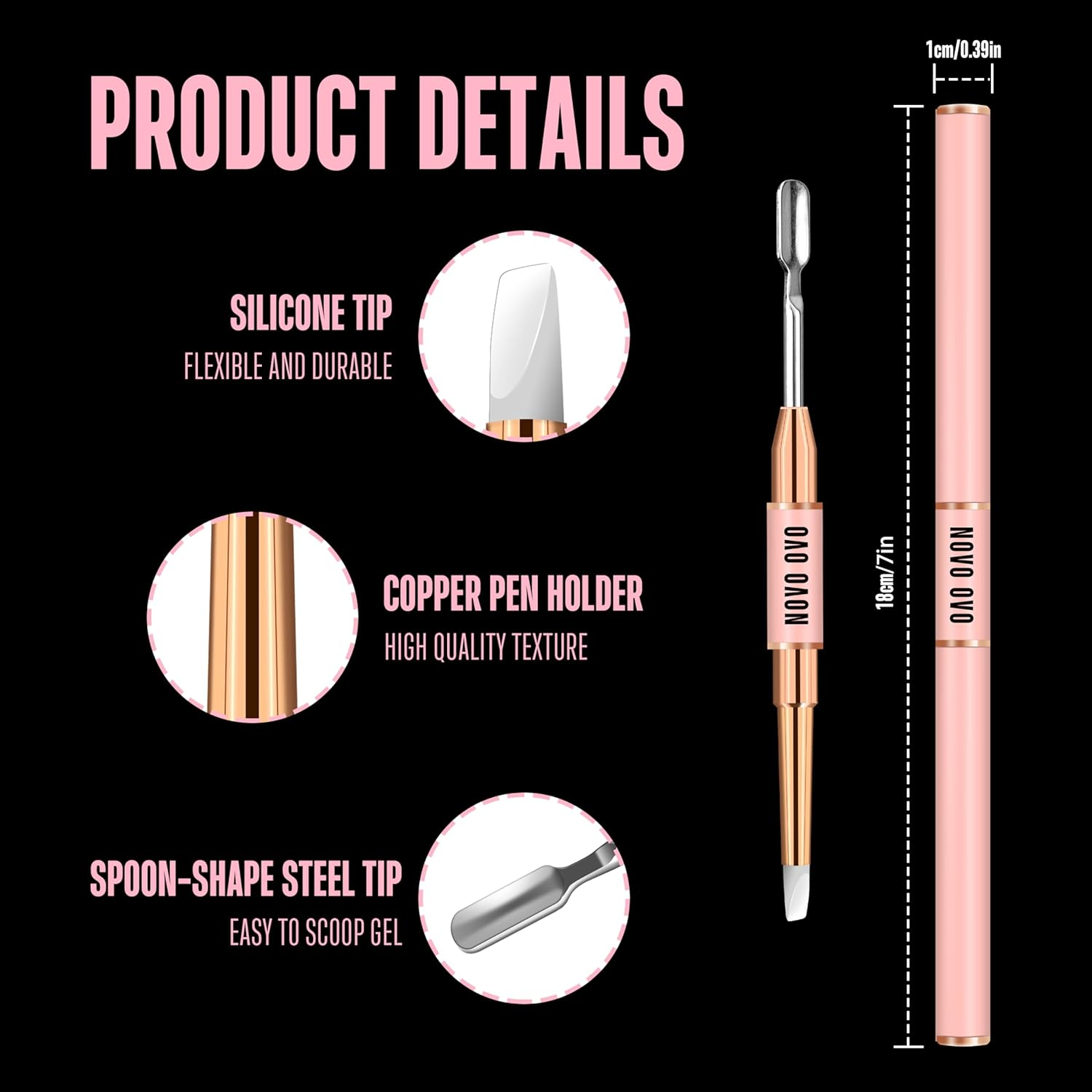 NOVO OVO 2 PCS Double End Multiple Use Nail Pen Brush Nail Kit for Poly Gel Nail Dual Forms, Anti-Stick Polygel & Builder Nail Extension, for Hand and Toe Nails Tool Salon DIY Home Manicure Pedicure