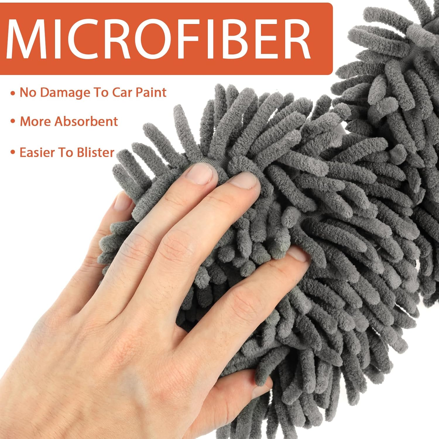 Fulasun Car Wash Mop Brush with Long Handle 360&deg; Rotating Retractable Detailing Absorbent Microfiber Soft Bristle Double Head Scratch-Free for Window Home Cleaning image number 1