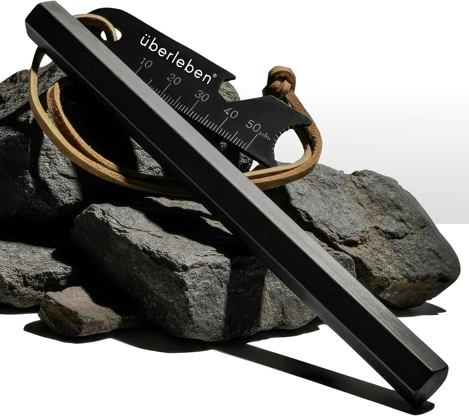 &Uuml;berleben Hex&aring; Fire Starter | 6" X 1/2" Thick Hexagon Bushcraft Fire Steel | 20,000 Strikes | Survival Ferro Rod | Multi-Tool Striker & Full Grain Leather Lanyard image number 4
