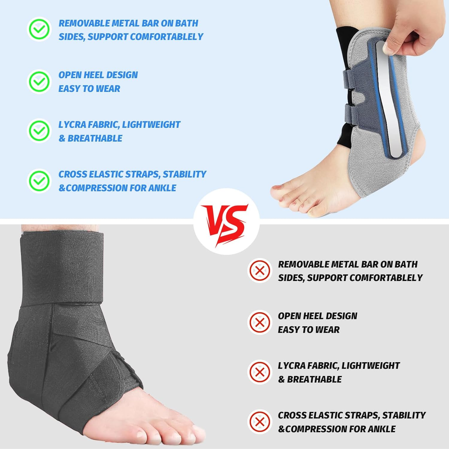 Ankle Brace Support for Men & Women, Adjustable Ankle Support for Sprained Ankle, Plantar Fasciitis, Achilles & Sports Injury, Lightweight Ankle Stabilizer Straps for Recovery - 1 Piece image number 4