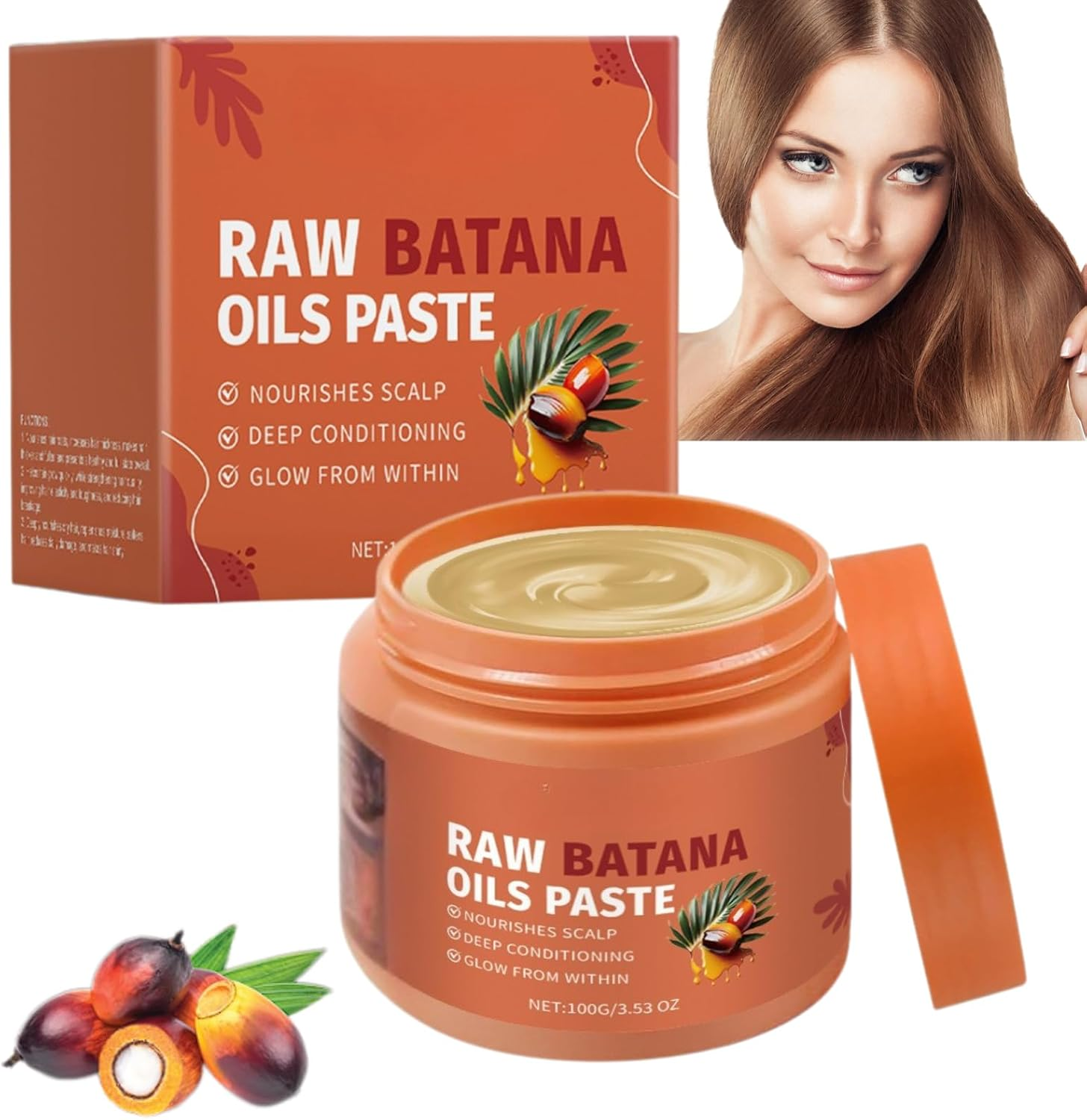 100% Raw Batana Oil Paste 100G, Batana Oil for Hair Growth, Natural Deep Conditioning Hair & Scalp Treatment, Nourishing & Repairing Balm for Dry Damaged Hair, Adds Shine & Strengthens Roots (6Pcs)