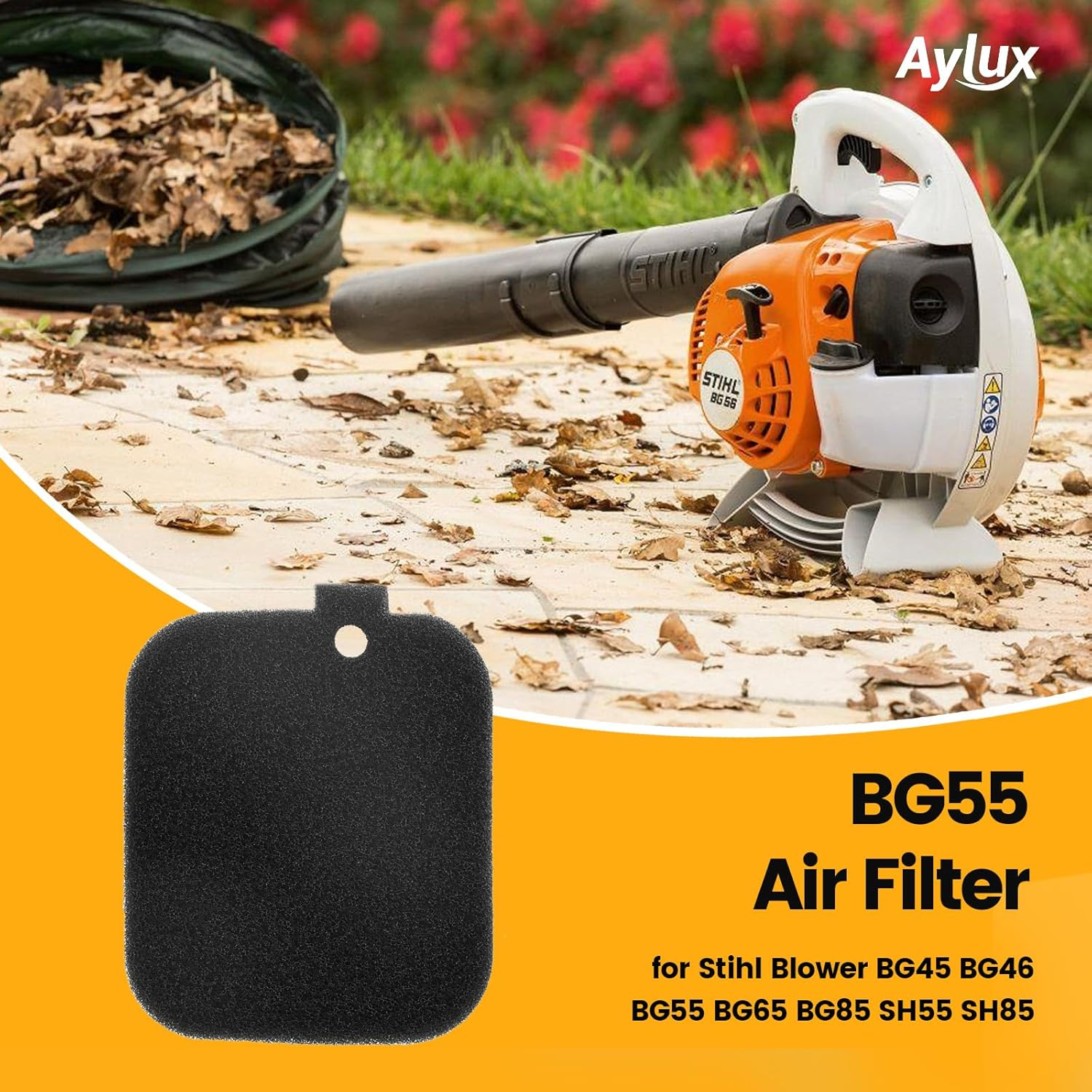 BG55 Air Filter with Fuel Filter Spark Plug Primer Bulb Tune up Kit for Stihl Blower BG45 BG46 BG55 BG65 BG85 SH55 SH85 BR45C Replaces 4229 120 1800 image number 1