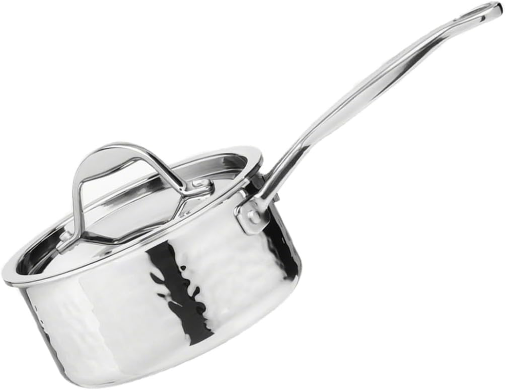 16Cm Tri-Ply Stainless Steel Saucepan with Lid, 18/10 Stainless Steel Pot, Sauce Pan, Oven Safe Cooking Pot, Induction Compatible, Dishwasher Safe image number 3