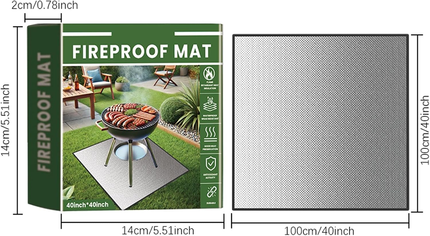 Nybhyjka Outdoor Grill Fire Mat - 40X40Inches Outdoor Heat Resistant Fireproof Mat BBQ Grill Mat | Waterproof Fireplace Mat Anti-Slip Reusable Protective Mat for Grill & Deck image number 6