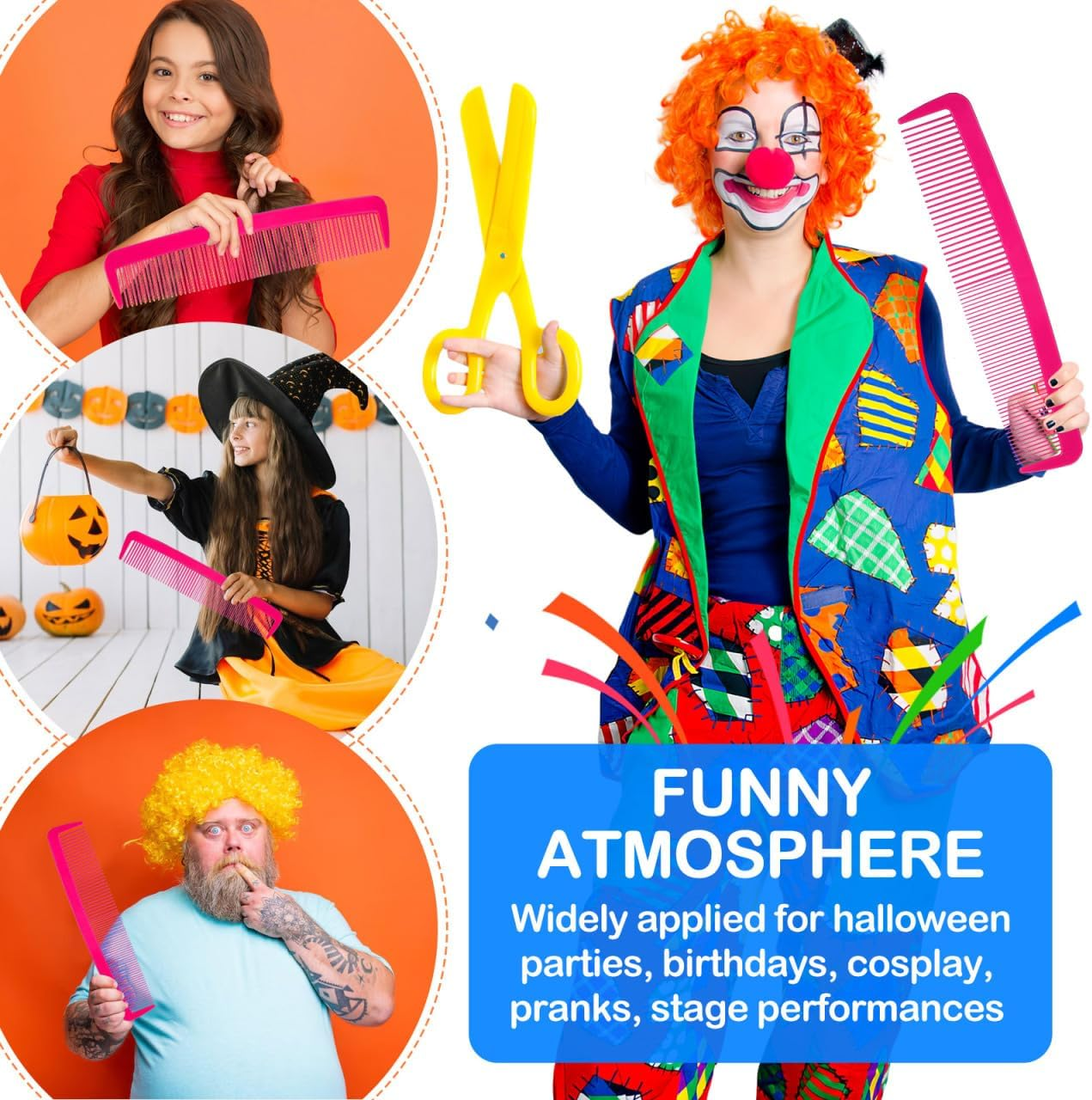 WOFASHPURET Giant Comb Props Funny Giant Man Large Comb Props Hair Brush Huge Comb Joke Halloween Large Comb Clown Costume Combs Funny Hair Brush Cosplay Prop image number 3