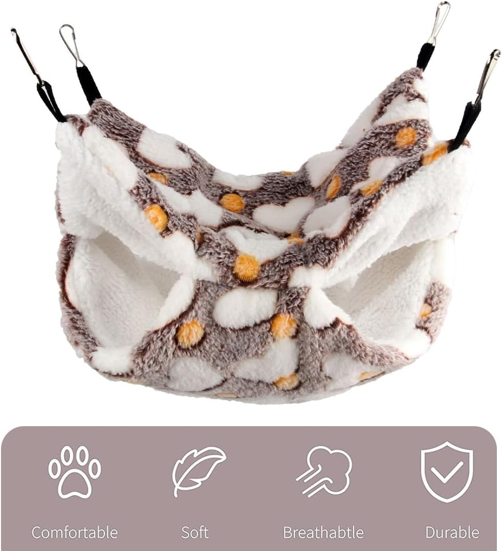 Weddhuis 1 Piece Guinea Pig Hammocks for Rats Ferrets Small Animal Soft Warm Fleece Pets Cage Accessories Hanging Small Animal Beds for Sleeping Hamsters (Star) image number 3