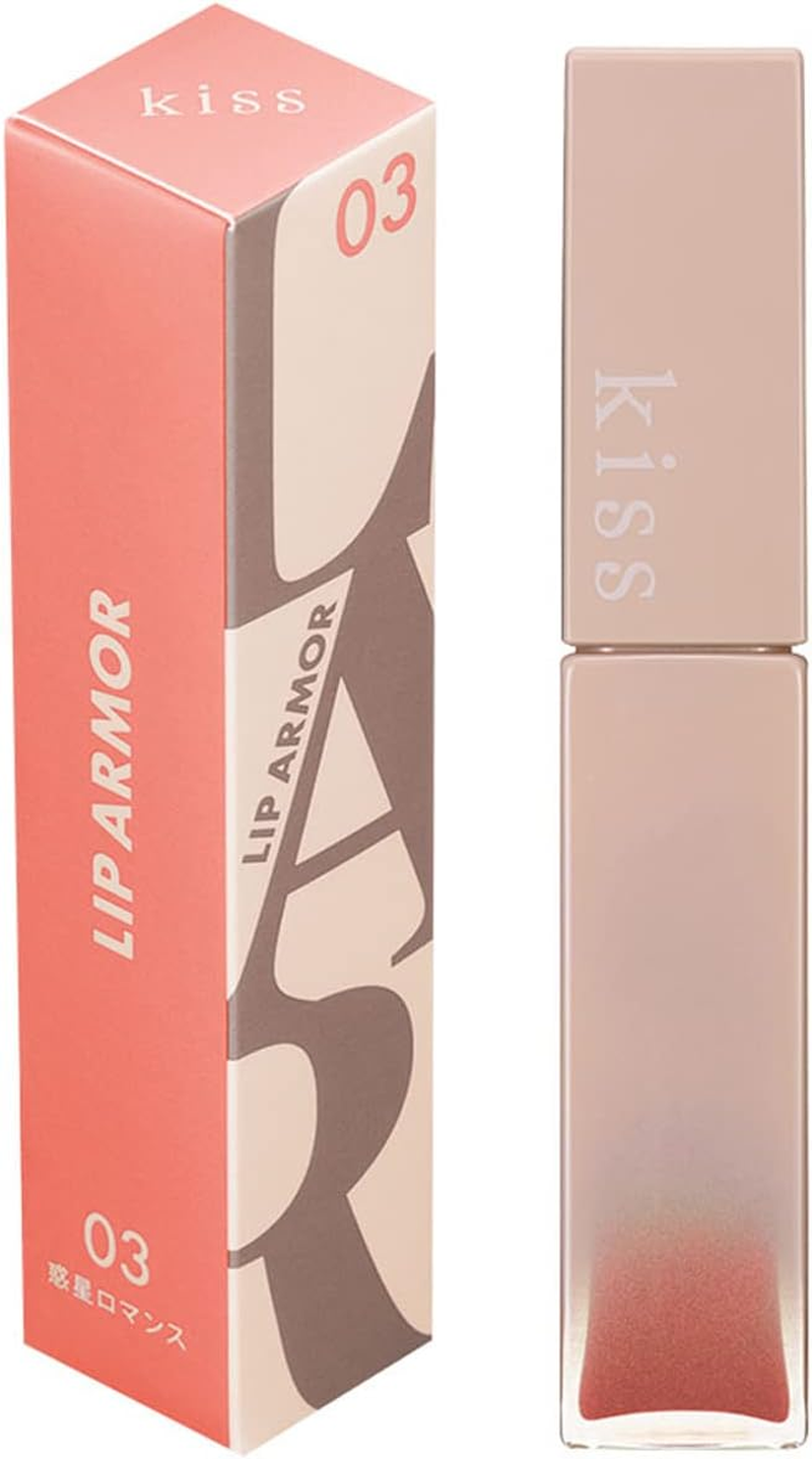 Kiss Kiss Lip Armor 02, Night Out Coral, 0.2 Oz (5 G), Tint Trip Coated with Shiny Gel Film, Transparent, Clear Coloring